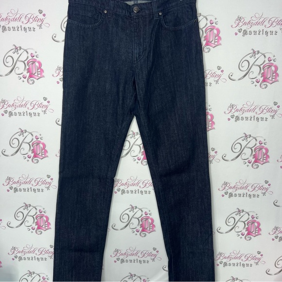 Versace jeans Medusa logo metal emblem buttons charm straight leg dark wash 💎 - Picture 9 of 16